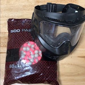 Paint mask and paint balls.